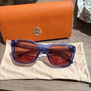 Tory Burch Blue Sunglasses with Orange Case